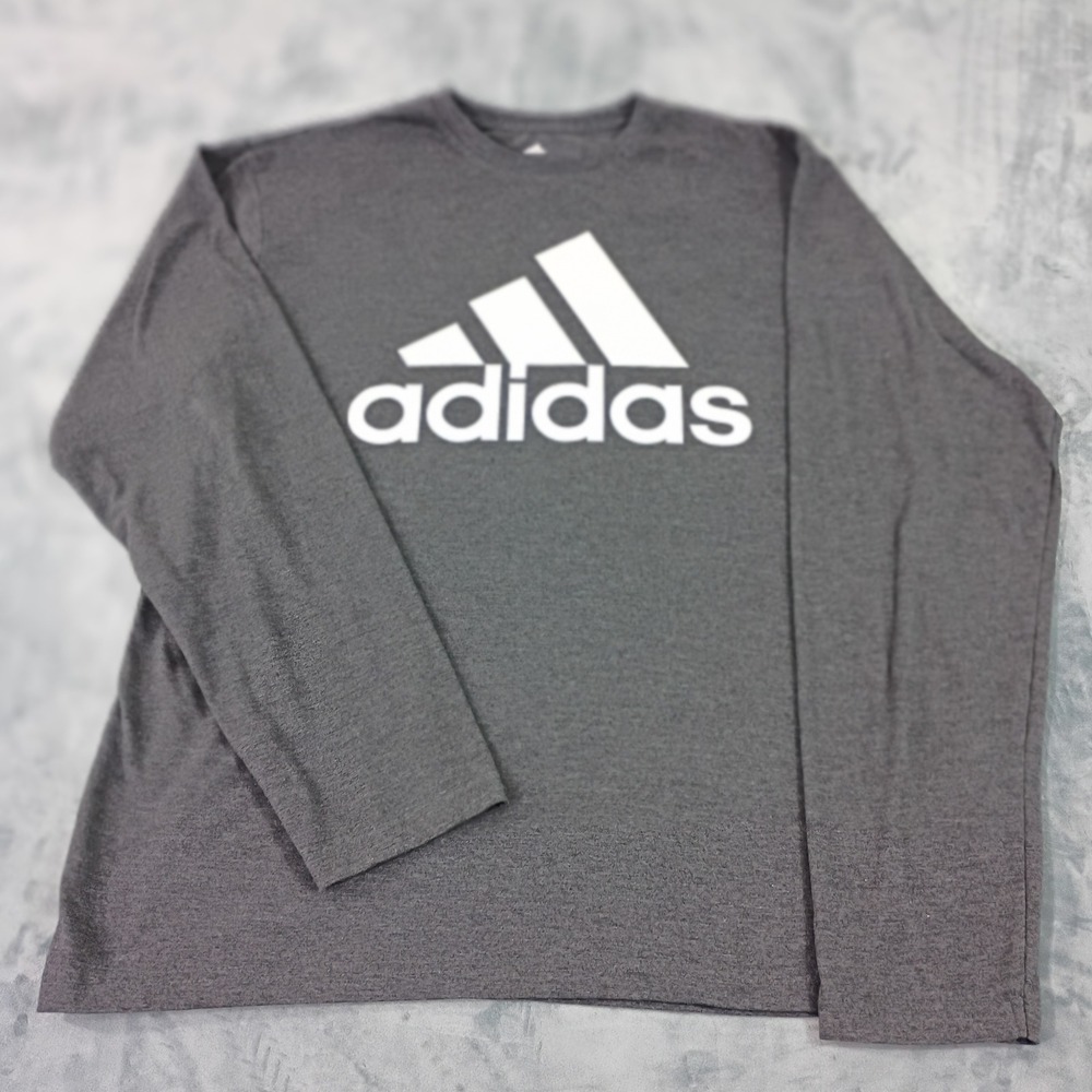 Adidas Golf Mens Large Long Sleeve T-Shirt Gray Heather Logo RN88387